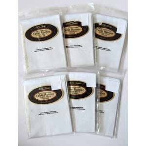 MCG Textiles Cross Stitch Table Runner Gold/White 13x38 Fringe 14ct (Lot of 6)